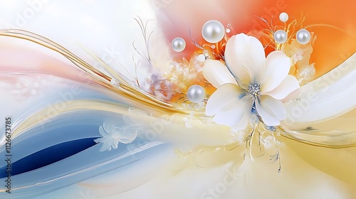 Serene Bloom,Whispers of Spring,Celestial Garden,Abstract Floral Design,Shimmering Petals
