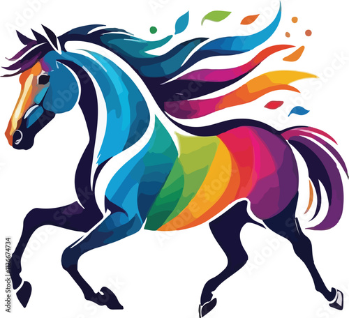 Colorful Horse Illustration vector design, Horse logo and icon Design