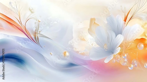 Serene Bloom,Whispers of Spring,Celestial Garden,Abstract Floral Design,Shimmering Petals