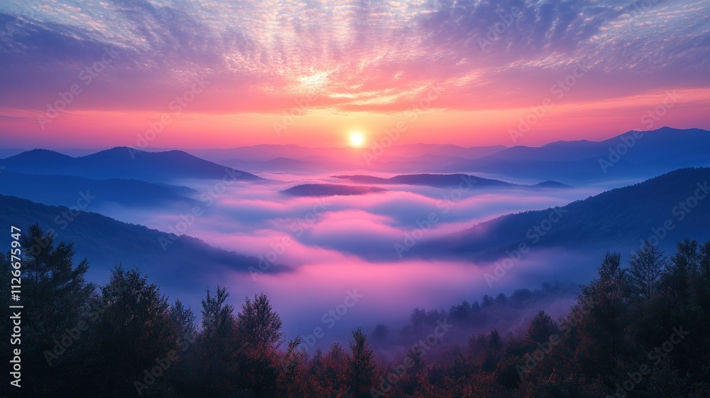 A breathtaking sunrise over misty mountains, showcasing vibrant colors and serene landscapes. A breathtaking sunrise over misty mountains, showcasing vibrant colors and serene landscapes.