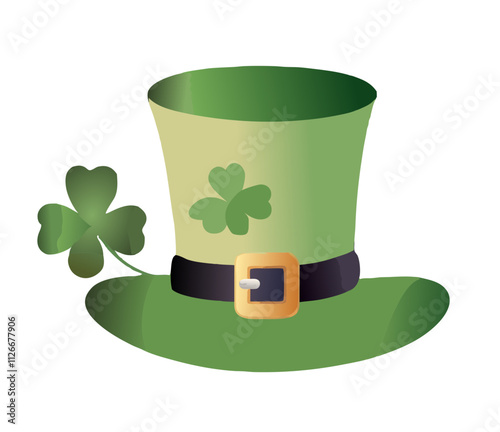 Green leprechaun hat with shamrock decoration for St. Patrick's Day celebration