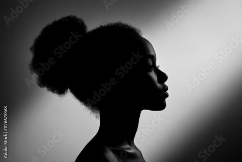 silhouette of a person with natural hair in profile view