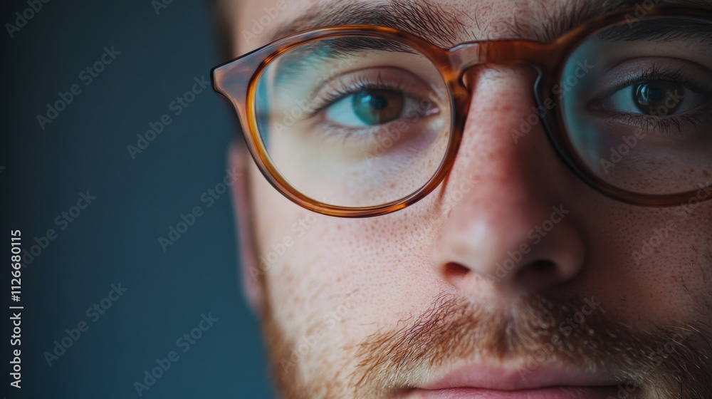 close-up portrait of a thoughtful individual with glasses close-up portrait of a thoughtful individual with glasses