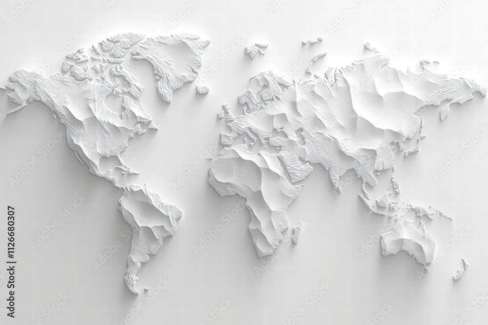 Obraz premium White Embossed World Map