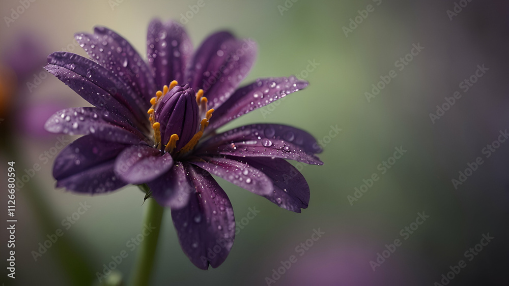 purple flower with water drops purple flower with water drops