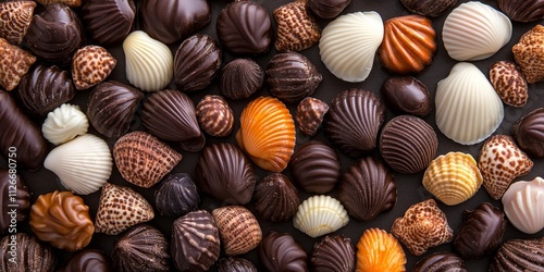 Assortment of delicious mixed chocolate seashell candies showcasing a variety of flavors and textures, perfect for satisfying any sweet tooth craving for chocolate seashell candies.