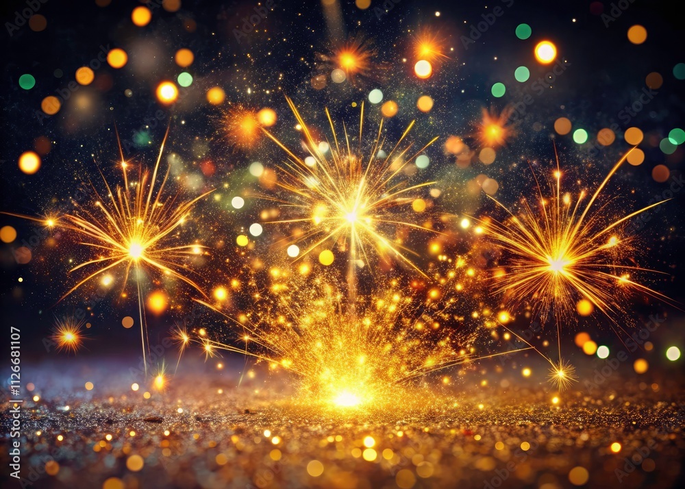 Fototapeta premium Stunning Metallic Glitter Fireworks Explosion - Abstract Christmas Background for Celebrations and Festive Events
