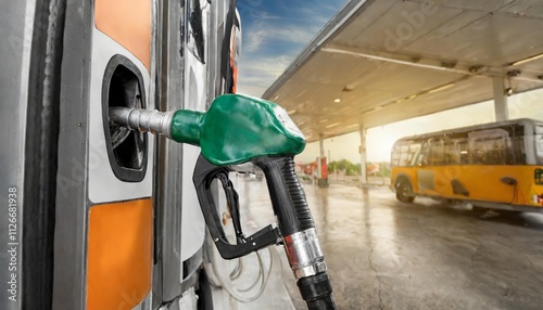 CloseUp of a Gas Pump Nozzle at a Gas Station, Showcasing the Intricate Design and Fuel Dispensing Mechanism for Efficient Refueling of Vehicles and Enhancing User Experience