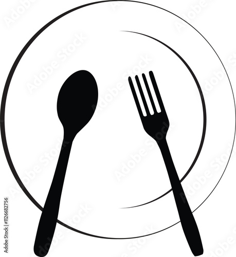 Black fork plate and spoon icon vector illustration design