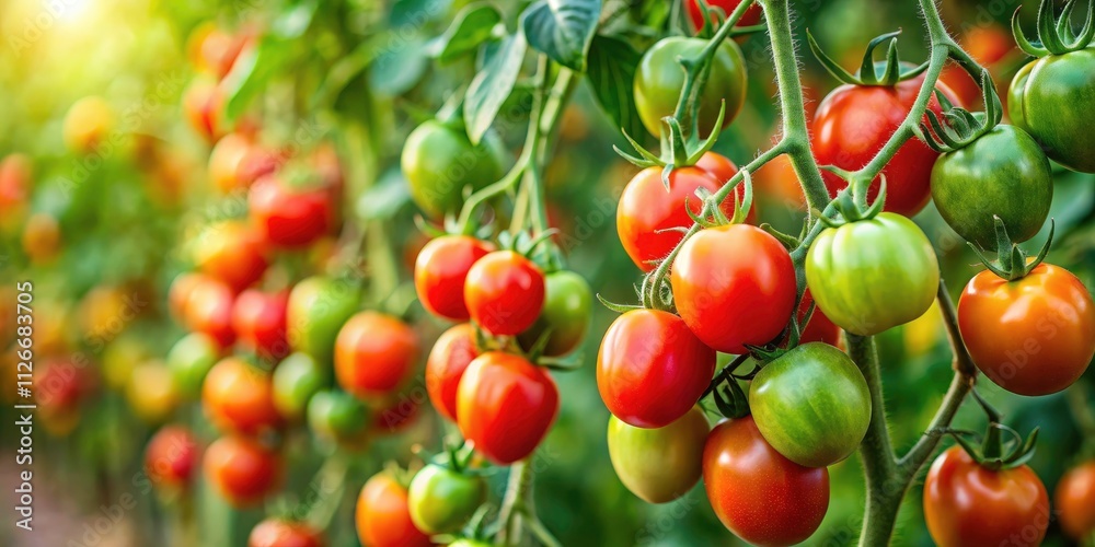 Tilt-Shift Photography: Organic Village Tomatoes, Red Ripe & Green Unripe, Healthy Vegetable Garden Tilt-Shift Photography: Organic Village Tomatoes, Red Ripe & Green Unripe, Healthy Vegetable Garden