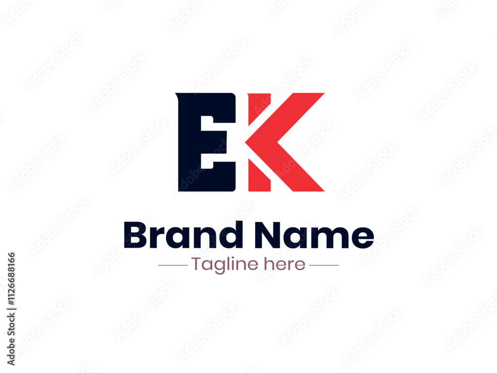 Fototapeta premium EK logo design template vector illustration, EK letter monogram Elegant logo