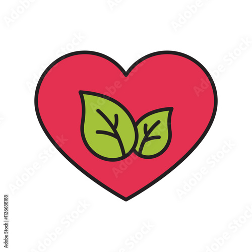 love nature color line icon with white background vector stock illustration