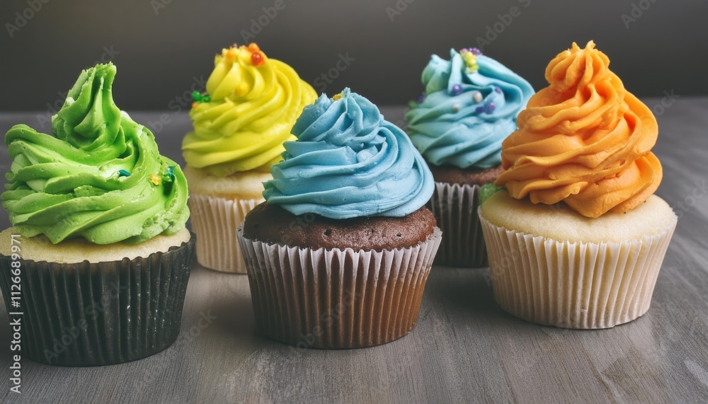 Delicious Colorful Cupcakes with Rainbow Frosting Isolated on Transparent Background Perfect for Celebrations, Parties, and Sweet Treats Vibrant and EyeCatching Dessert Photography Delicious Colorful Cupcakes with Rainbow Frosting Isolated on Transparent Background Perfect for Celebrations, Parties, and Sweet Treats Vibrant and EyeCatching Dessert Photography