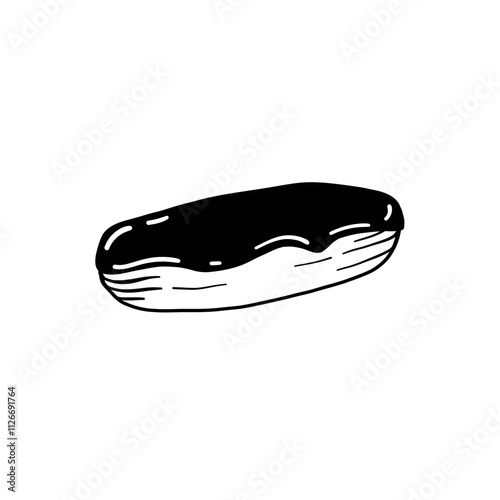 vector chocolate eclair illustration, French dessert drawing, bakery illustration