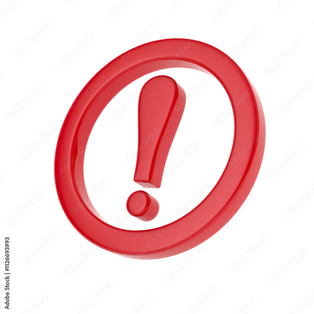 Red exclamation point on white background. Isolated 3D illustration Red exclamation point on white background. Isolated 3D illustration