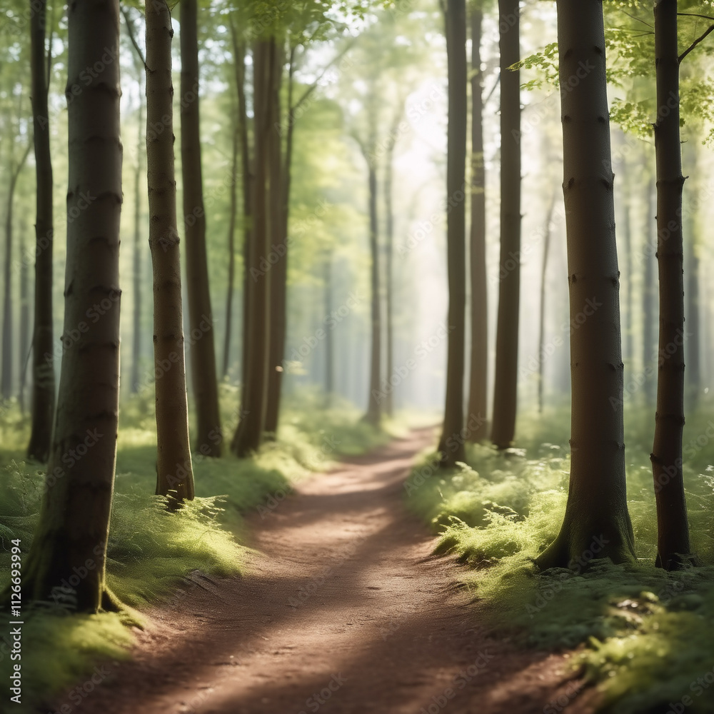 Naklejka premium Bäume - Naturpfad zwischen mächtigen Baumriesen