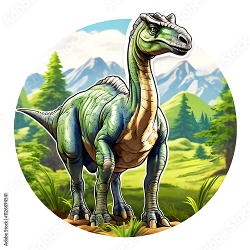 Digital painting of a full body dinosaur, isolated on white background photo