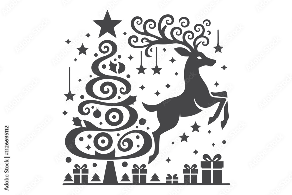 Fototapeta premium Cricut Christmas Tree Cut File Vector - Festive SVG Design for DIY Crafts