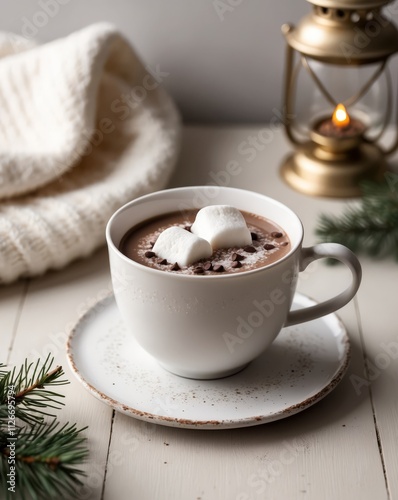Wallpaper Mural Winter Hot Chocolate with Marshmallows and Cozy Accessories Torontodigital.ca