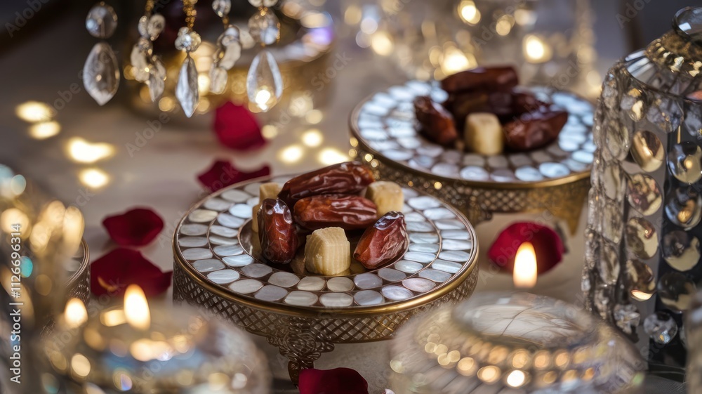 Ornate dessert trays showcasing delightful sweet treats. Ornate dessert trays showcasing delightful sweet treats.