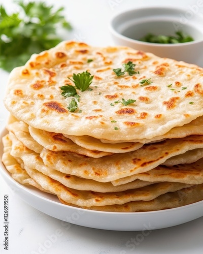 Scrumptious Aloo Paratha with Butter and Fresh Herbs on Plate