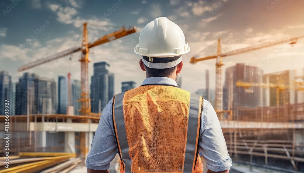 Safety First A Dedicated Construction Worker Wearing a Hard Hat on Site, Ensuring Protection and Compliance in a Dynamic Work Environment Safety First A Dedicated Construction Worker Wearing a Hard Hat on Site, Ensuring Protection and Compliance in a Dynamic Work Environment