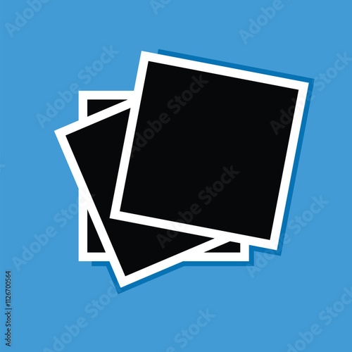Black and white polaroid photo frame with shadows. retro photo frames stack. blank place for text or image. photo cards. photographic prints. vector illustration