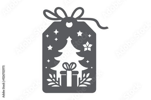 Christmas Gift Tag SVG Cut File, Holiday Gift Tags Vector Design for Cricut & Silhouette, 