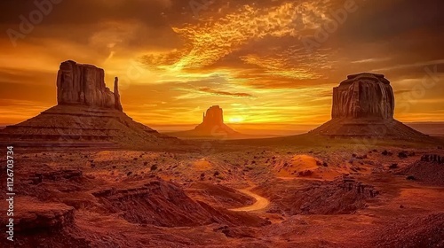 Majestic sunset over monument valley arizona landscape photography natural wonder scenic viewpoint captivating beauty