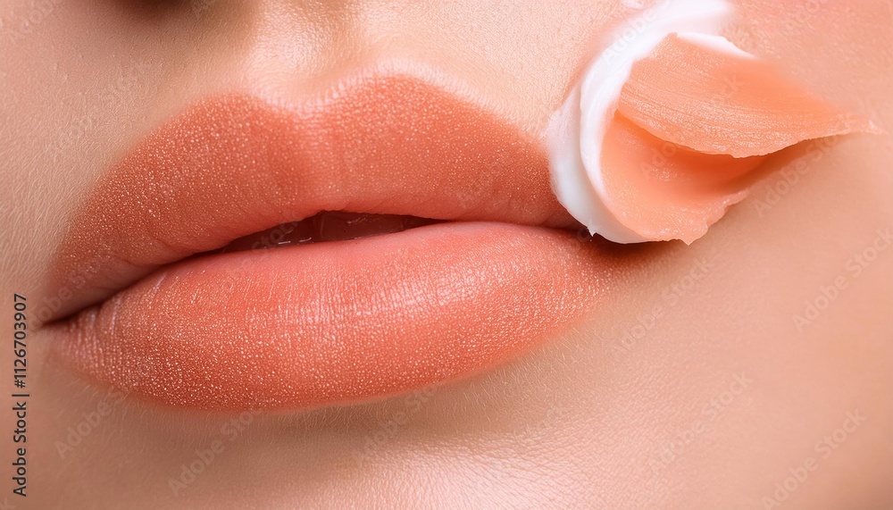 Peach Fuzz Cosmetic Cream A Luxurious Blend for Radiant Skin Trendy CloseUp Detail of Cream Smear Peach Fuzz Cosmetic Cream A Luxurious Blend for Radiant Skin Trendy CloseUp Detail of Cream Smear