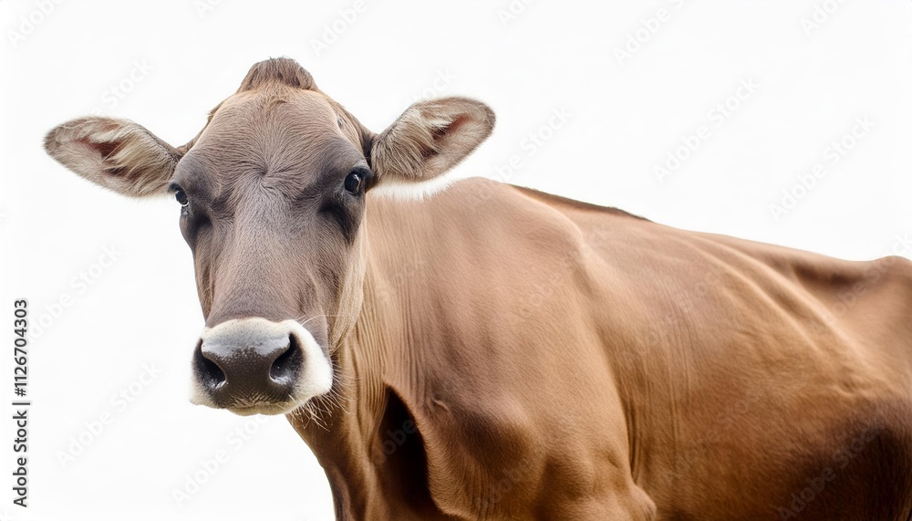 A Beautiful Cow Isolated on White Background Perfect for FarmThemed Projects, Animal Care Illustrations, Educational Materials, and More Captivating Livestock Image A Beautiful Cow Isolated on White Background Perfect for FarmThemed Projects, Animal Care Illustrations, Educational Materials, and More Captivating Livestock Image