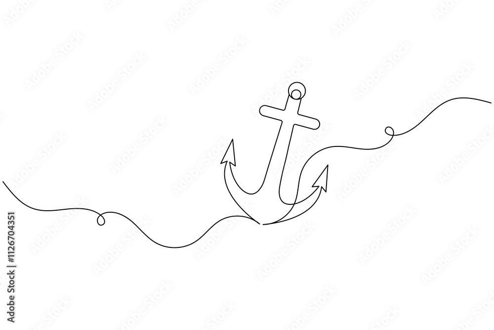 Ship anchor continuous line drawing and minimalist style isolate outline vector icon Ship anchor continuous line drawing and minimalist style isolate outline vector icon