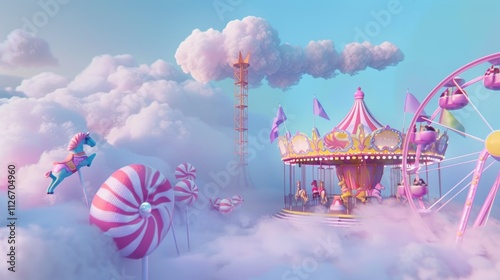 A whimsical carnival in the clouds