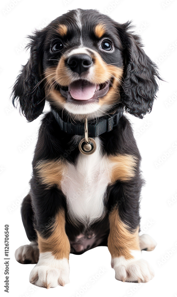 PNG A spaniel puppy happy sitting animal photography white. PNG A spaniel puppy happy sitting animal photography white.