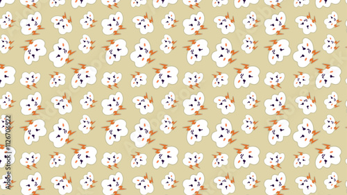 Background Pattern with Cute Clouds in Abstract Aesthetic.