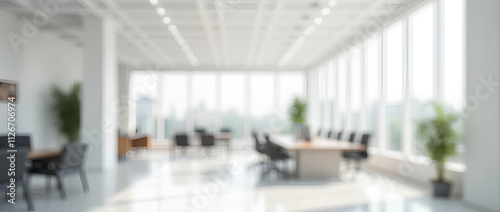 Blurred modern white and open space office interior