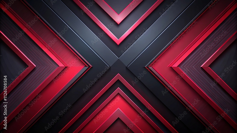 Obraz premium Abstract Red and Black Geometric Pattern Design with Interlocking Arrows