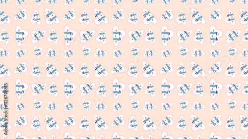 Background Pattern with Aesthetic Cute Clouds in Abstract Style