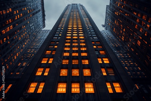 Wallpaper Mural Low angle view of illuminated skyscraper at night in the city Torontodigital.ca