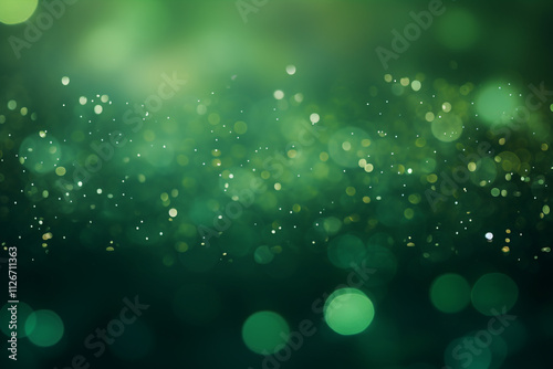 Abstract Green Bokeh Background with Sparkling Lights