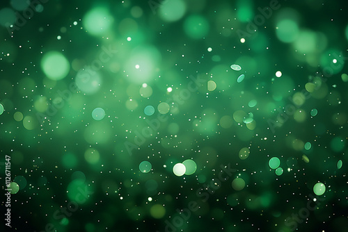 Abstract Green Bokeh Background with Sparkling Lights