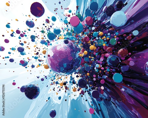 Digital reality explosion, pixelated world fragmenting into liquid forms, technological and organic metamorphosis