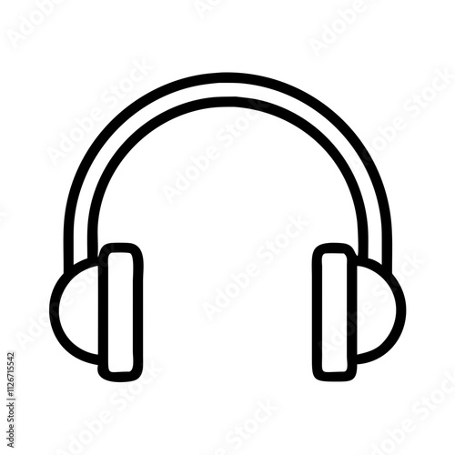 headphones icon, music vector icon, entertainment vector icon - black outline icon of headphones symbolizing music, entertainment, and musical in simple design.