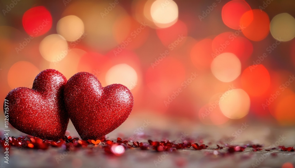 Romantic Red Glitter Hearts Valentine s Day Background Romantic Red Glitter Hearts Valentine s Day Background