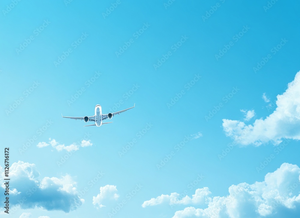Obraz premium Majestic Airplane Soaring Through a Cloud-Kissed Sky