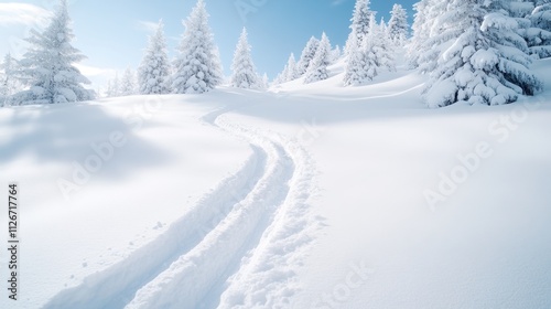Wallpaper Mural Snowy Winding Footpath Leading Up a Hill in Winter Wonderland Landscape Torontodigital.ca