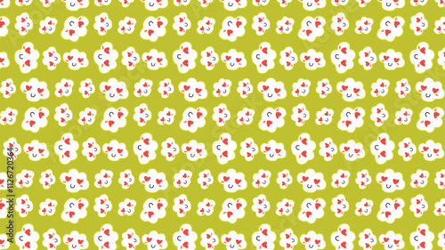 Background Pattern with Cute Clouds and Abstract Aesthetic