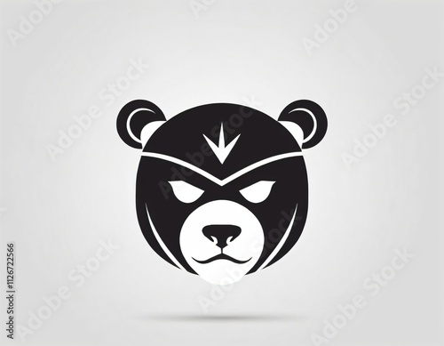 Ninja bear icon. Ninja bear head front view simple black design isolated on white background. illustration. Ai generated image photo