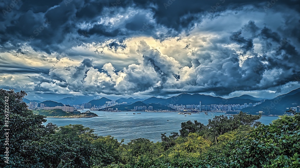 Dramatic Coastal Cloudscape at Sunset. AI Generated Dramatic Coastal Cloudscape at Sunset. AI Generated