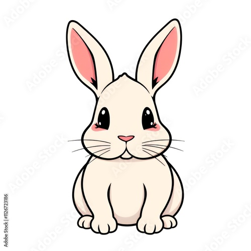 cartoon rabbit sitting down with a white background.